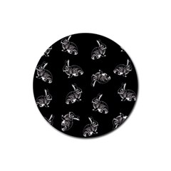 Rabbit pattern Rubber Round Coaster (4 pack) 