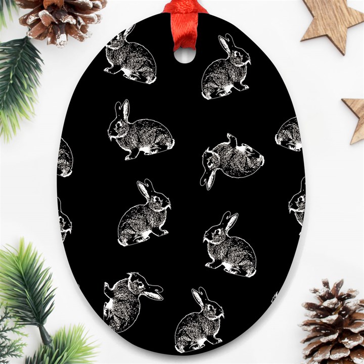 Rabbit pattern Oval Ornament (Two Sides)