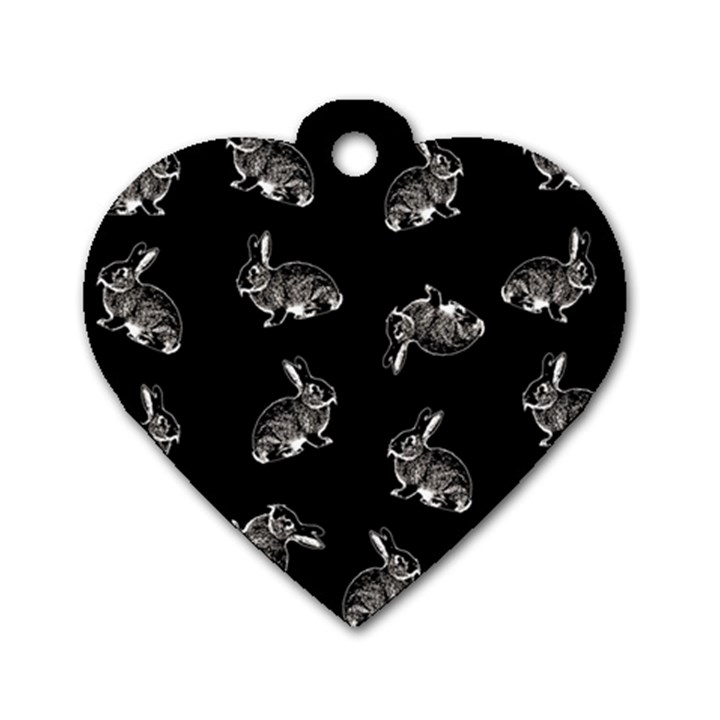 Rabbit pattern Dog Tag Heart (One Side)