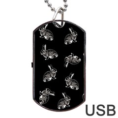 Rabbit Pattern Dog Tag Usb Flash (two Sides) by Valentinaart