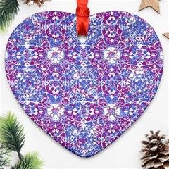 Cracked Oriental Ornate Pattern Heart Ornament (two Sides) by dflcprints