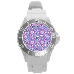 Cracked Oriental Ornate Pattern Round Plastic Sport Watch (l) by dflcprints