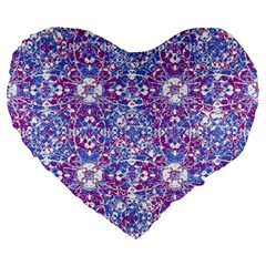 Cracked Oriental Ornate Pattern Large 19  Premium Flano Heart Shape Cushions by dflcprints