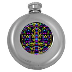 Flowers In The Most Beautiful  Dark Round Hip Flask (5 Oz) by pepitasart