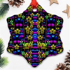 Flowers In The Most Beautiful  Dark Snowflake Ornament (two Sides) by pepitasart