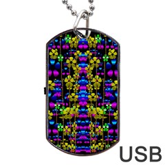 Flowers In The Most Beautiful  Dark Dog Tag Usb Flash (one Side) by pepitasart