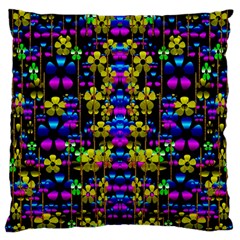 Flowers In The Most Beautiful  Dark Large Cushion Case (two Sides) by pepitasart