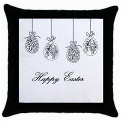 Easter Eggs Throw Pillow Case (black) by Valentinaart