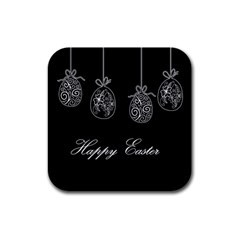 Easter Eggs Rubber Square Coaster (4 Pack)  by Valentinaart