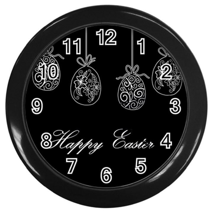 Easter eggs Wall Clocks (Black)