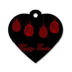 Easter Eggs Dog Tag Heart (two Sides) by Valentinaart