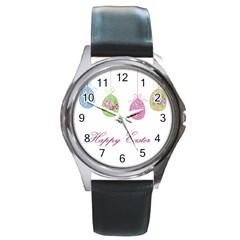 Easter Eggs Round Metal Watch by Valentinaart