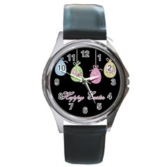 Easter Eggs Round Metal Watch by Valentinaart