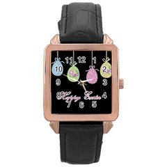 Easter Eggs Rose Gold Leather Watch  by Valentinaart