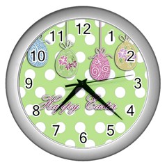 Easter Eggs Wall Clocks (silver)  by Valentinaart