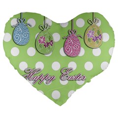 Easter Eggs Large 19  Premium Heart Shape Cushions by Valentinaart