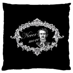 Edgar Allan Poe  - Never More Large Cushion Case (two Sides) by Valentinaart