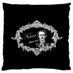 Edgar Allan Poe  - Never More Large Flano Cushion Case (two Sides) by Valentinaart