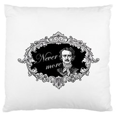 Edgar Allan Poe  - Never More Large Flano Cushion Case (two Sides) by Valentinaart