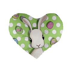 Easter Bunny  Standard 16  Premium Flano Heart Shape Cushions by Valentinaart