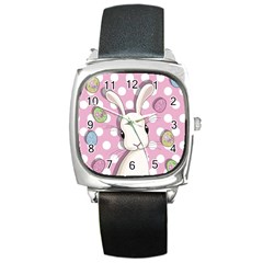 Easter Bunny  Square Metal Watch by Valentinaart