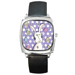 Easter Bunny  Square Metal Watch by Valentinaart