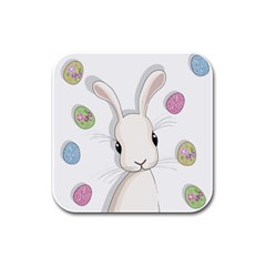 Easter Bunny  Rubber Square Coaster (4 Pack)  by Valentinaart