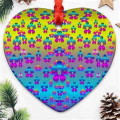 Flowers In The Most Beautiful Sunshine Ornament (heart) by pepitasart