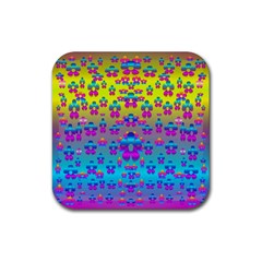 Flowers In The Most Beautiful Sunshine Rubber Coaster (square)  by pepitasart