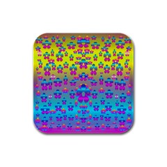 Flowers In The Most Beautiful Sunshine Rubber Square Coaster (4 Pack)  by pepitasart