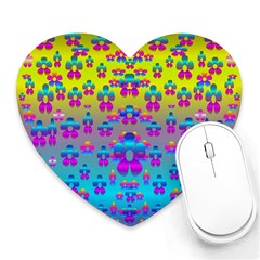 Flowers In The Most Beautiful Sunshine Heart Mousepads by pepitasart