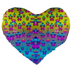 Flowers In The Most Beautiful Sunshine Large 19  Premium Heart Shape Cushions by pepitasart