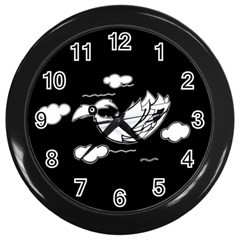 Bird Wall Clocks (black) by ValentinaDesign