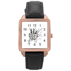 Bird Rose Gold Leather Watch  by ValentinaDesign