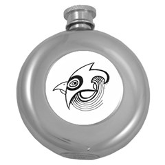 Bird Round Hip Flask (5 Oz) by ValentinaDesign