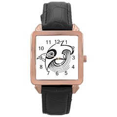 Bird Rose Gold Leather Watch  by ValentinaDesign