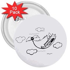 Bird 3  Buttons (10 Pack)  by ValentinaDesign