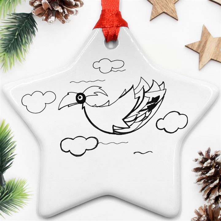 Bird Star Ornament (Two Sides)