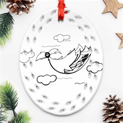 Bird Ornament (oval Filigree) by ValentinaDesign