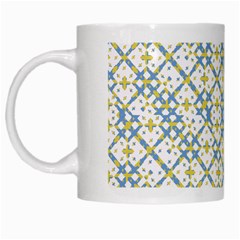 Vivid Check Geometric Pattern White Mugs by dflcprints