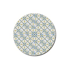 Vivid Check Geometric Pattern Rubber Round Coaster (4 Pack)  by dflcprints