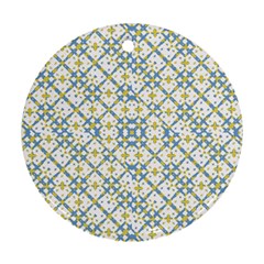 Vivid Check Geometric Pattern Round Ornament (two Sides) by dflcprints