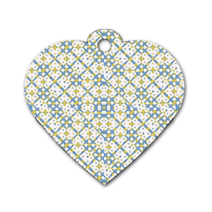 Vivid Check Geometric Pattern Dog Tag Heart (Two Sides)