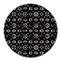 Dark Luxury Baroque Pattern Round Mousepads by dflcprints