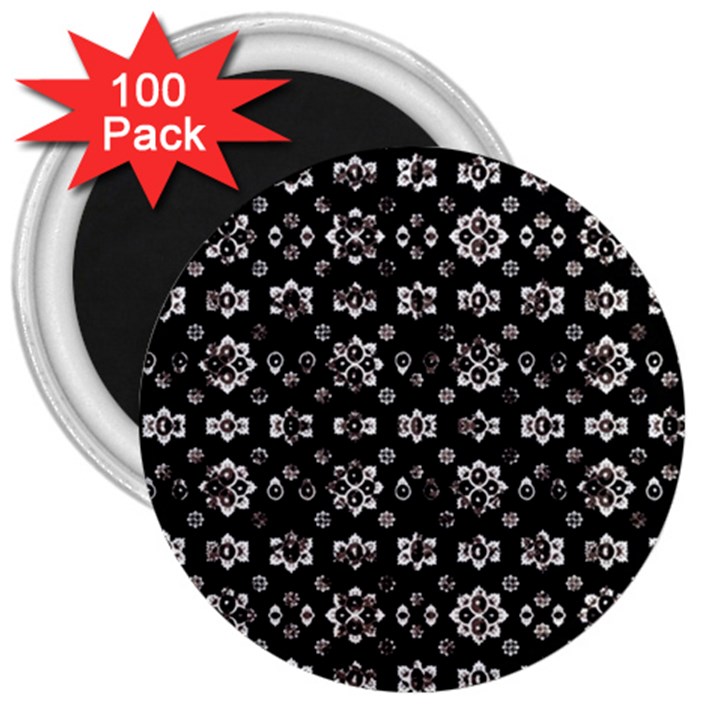 Dark Luxury Baroque Pattern 3  Magnets (100 pack)