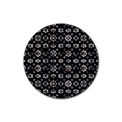 Dark Luxury Baroque Pattern Rubber Coaster (round)  by dflcprints