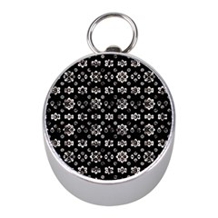 Dark Luxury Baroque Pattern Mini Silver Compasses by dflcprints