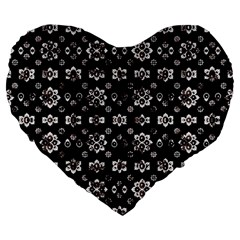 Dark Luxury Baroque Pattern Large 19  Premium Flano Heart Shape Cushions by dflcprints