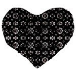 Dark Luxury Baroque Pattern Large 19  Premium Flano Heart Shape Cushions Back