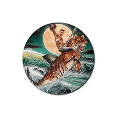 Tiger Shark Rubber Round Coaster (4 Pack)  by redmaidenart